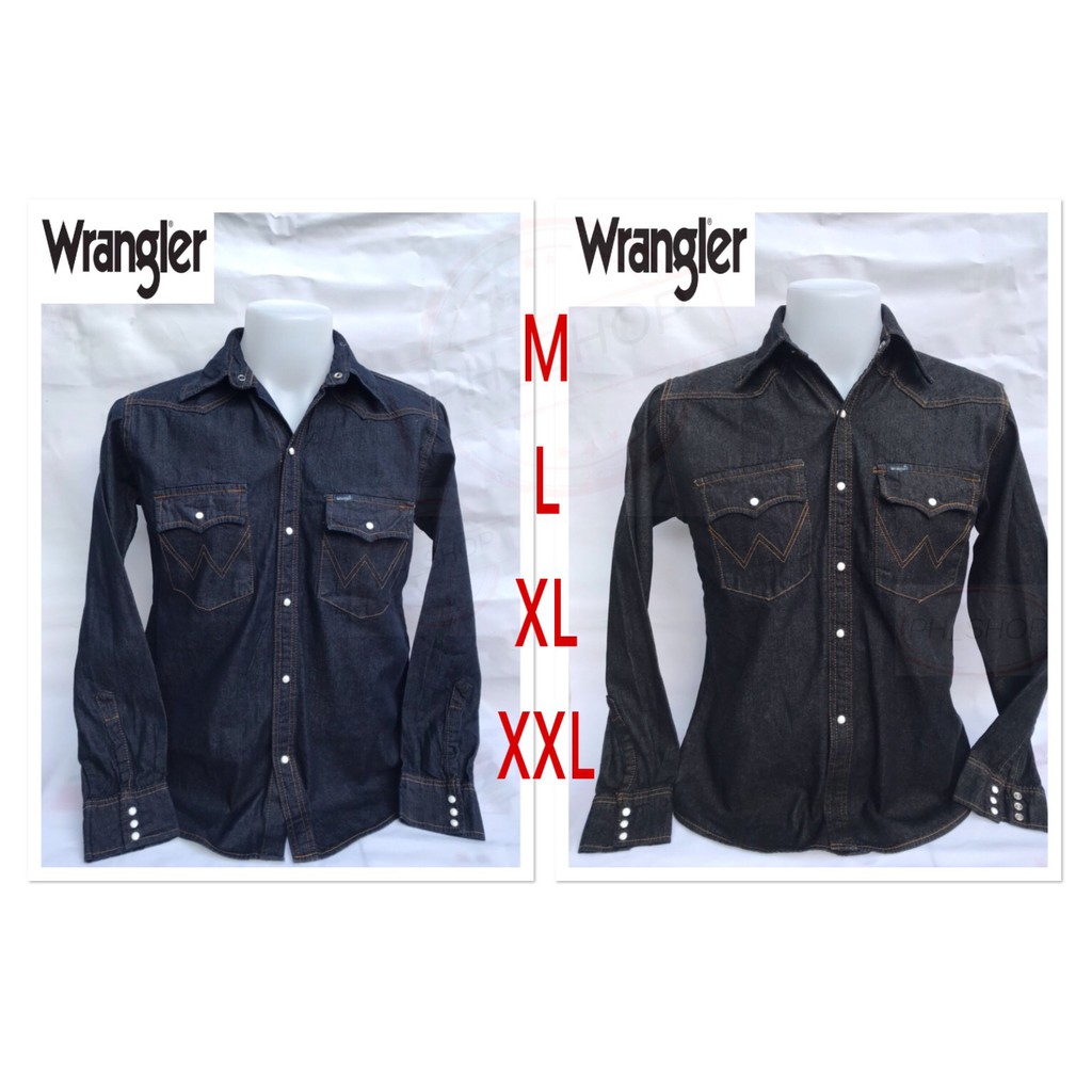 เสื้อผ้ายีน แขนยาวrangler แฟชั่นเสื้อคลุม กันหนาว  กระดุมมุก รีดง่าย สีไม่ตก
