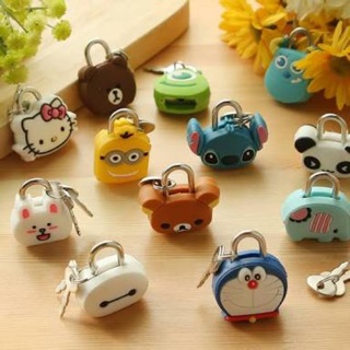 พวงกุญแจ ล็อค ลายการ์ตูน Style Mobile Phone Bag Strap Lock Decoration with Key