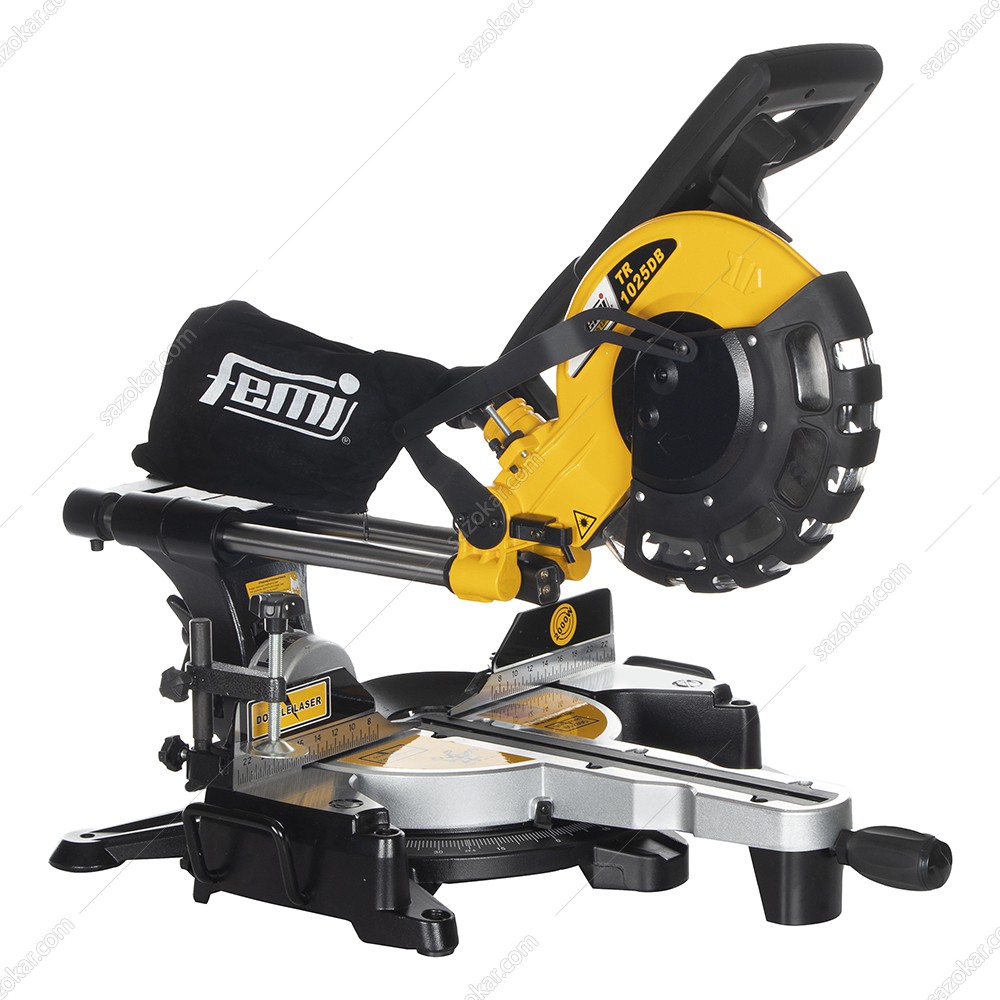 เลื่อยองศาแท่นตัดองศาสไลด์ 10นิ้ว FEMI รุ่น TR1025DB  มี LASER Guideline รุ่นงานหนัก ตัดไม้ ตัดอลูมิ