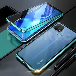 เคส OPPO A15 / A15S 2020 สองด้านด้านหน้าหลังกระจกแม่เหล็กดูดซับ 360 เต็มร่างกายป้องกันแม่เหล็กฮาร์ดปกหลัง