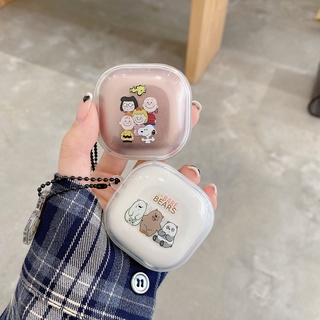 เคสหูฟังบลูทูธไร้สาย ซิลิโคนนุ่ม Tpu ใส ลายการ์ตูน Snoopy Bare Bear สําหรับ Galaxy Buds Live Buds 2 Buds Pro Buds 2 Pro