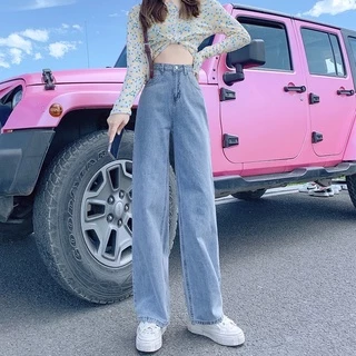 💥YH#528💥มีไซซ์ S-3XL💥กางเกงยีนส์ เอวสูง สไตล์เกาหลี แนววินเทจ เท้ากว้าง กางเกงยีนส์ขายาว สวยๆเก๋ๆ