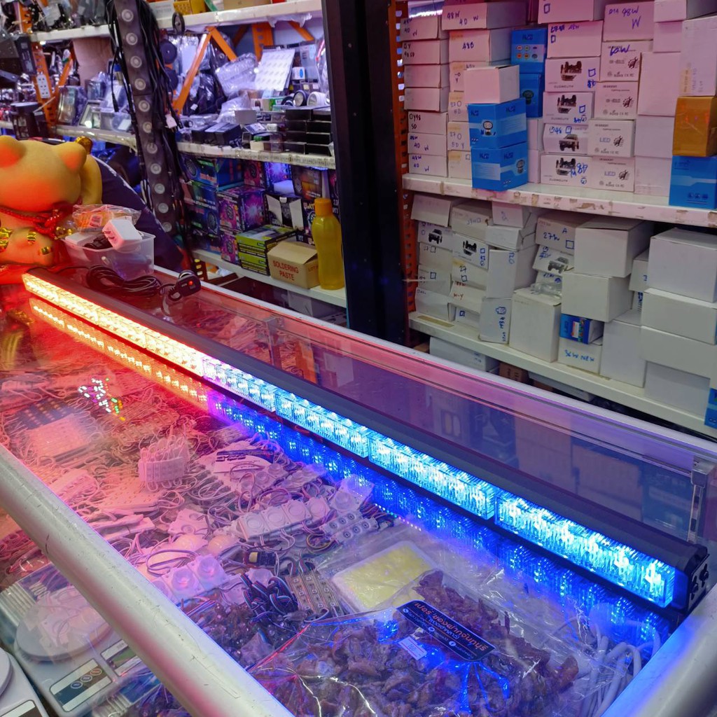 ไฟ LED ไฟไซเรน แดง-น้ำเงิน ไฟฉุกเฉิน ไฟกู้ภัย ไเรนติดหลังคา 120cm 8ท่อน 1หน้า 3W 12V พร้อมขาแม่เหล็ก