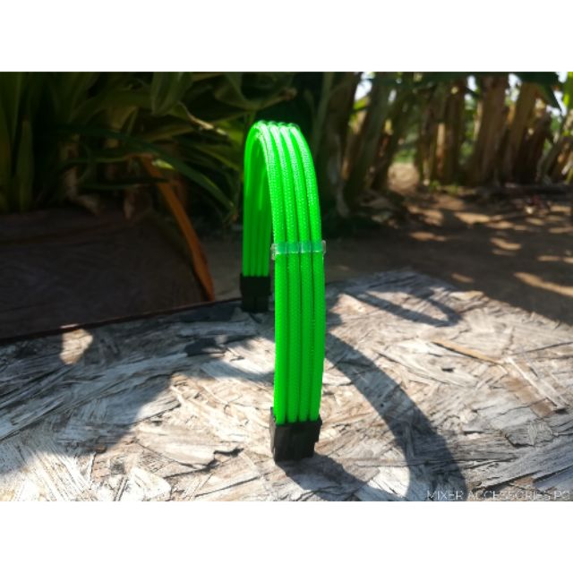 สายถักแต่งคอม สีเขียว 8pin