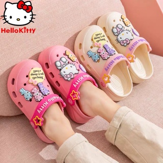 รองเท้าแตะ Cro รองเท้าหัวโต ส้นเตารีด Helo kitty แต่งคริสตัล