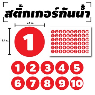 สติ้กเกอร์กันน้้ำ ติดประตู,ผนัง,กำแพง (ป้ายตัวเลข 1-10) 60 ดวง 1 แผ่น A4 [รหัส B-046]