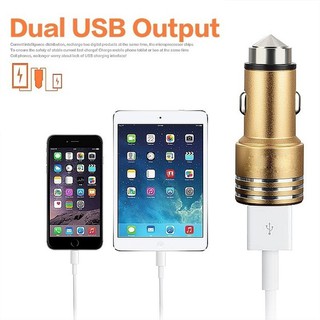 หัวชาร์จในรถ Car Charger Stainless Steel Dual-Port 2.1A USB Car Charger