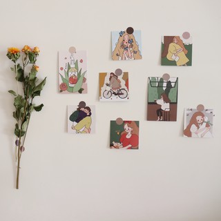 GaLiCiCi การ์ดรูปเด็กผู้หญิง สไตล์เกาหลี สำหรับตกแต่ง 8 ชิ้น