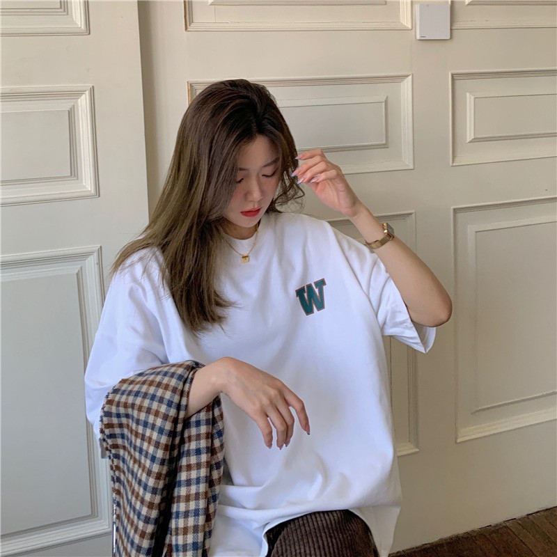 Korean เสื้อยืดเกาหลี W ผ้าคอนตอน USKIE โอเวอร์ไซส์ รูปที่ 8