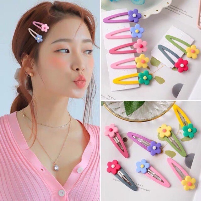 กิ๊บติดผมดอกไม้ สีพาสเทล 8 สี G013