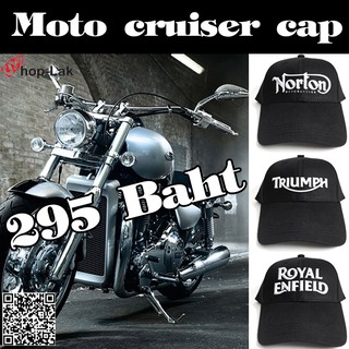 หมวกแก๊ป สีดำ ปักลาย TRIUMPH , ROYAL ENFIELD ,NORTON