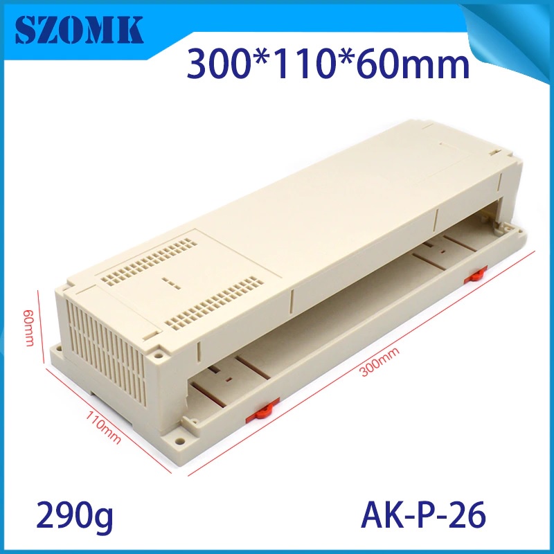 AK-P-26 300X110X60 มม. PLC กล่อง Din Rail Enclosure 2 ด้าน Terminal Hole