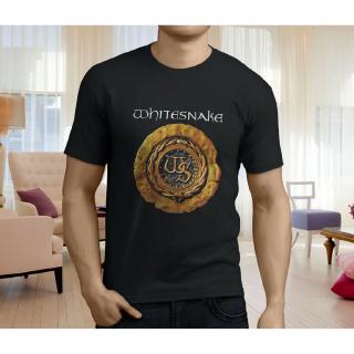 ใหม่ เสื้อยืดลําลอง สําหรับผู้ชาย แขนสั้น พิมพ์ลายโลโก้วงร็อค WHITESNAKE สีขาว สีดําS-5XL