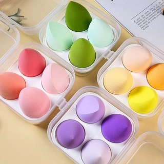 ฟองน้ำแต่งหน้า 4 ชิ้น พร้อมกล่องเก็บ💕 ฟองน้ําแต่งหน้าเกลี่ยรองพื้น หลากหลายรูปแบบ ฟองน้ำแต่งหน้า สำหรับลงรองพื้น