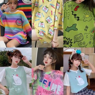 2020 พร้อมส่ง เสื้อ Oversize แฟชั่นเกาหลี ลายสวย งานตรงปก 003