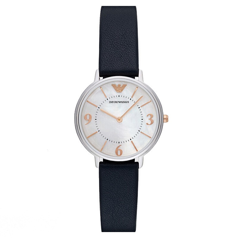 Emporio Armani นาฬิกาสายหนังแฟชั่นคลาสสิกสบาย ๆ ควอตซ์หญิงนาฬิกา AR2509