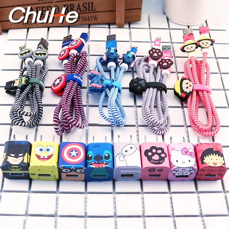 CHUHE การ์ตูนชุด 5pcs ป้องกันสำหรับสาย iPhone / หูโทรศัพท์ / เครื่องชาร์จ (ไม่รวมสายเคเบิลและชาร์จ)