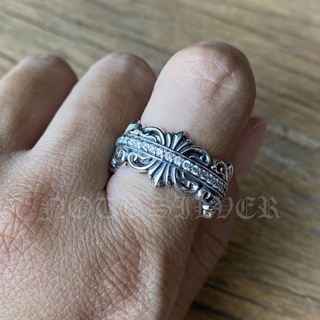 แหวนเงินแท้ ลายเฟลอร์เดอลีส์ ฝังเพชร เกรดดีที่สุด Cubic Sterling Silver NSRG1674