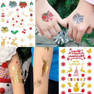 แทททูสติ๊กเกอร์สีเงินทอง Christmas party tattoo