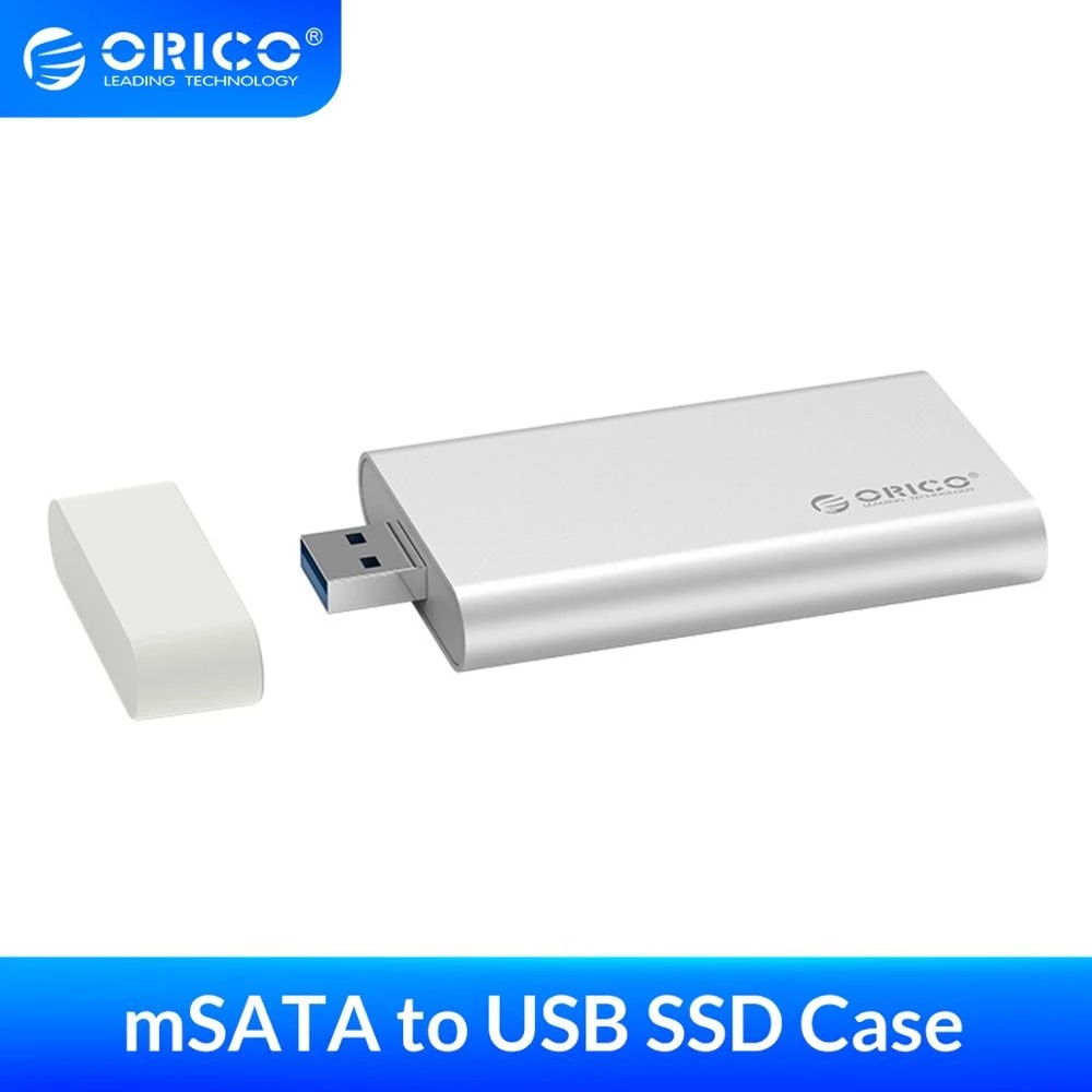 Hard Disk Casings & Dockings 299 บาท Orico สกรูอลูมิเนียม mSATA SSD Enclosure USB3.0 5Gbps ความเร็วสูง สําหรับ Windows Linux Mac สีเงิน Computers & Accessories