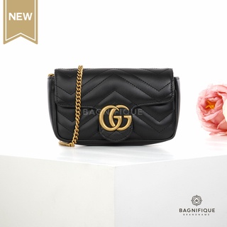 GUCCI MARMONT SUPER MINI FLAP BAG BLACK GHW