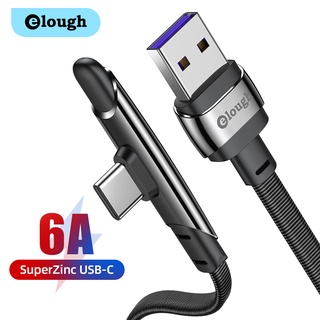 Elough สายชาร์จ USB Type C 6A 66W 90 องศา ชาร์จเร็ว สําหรับ Huawei P40 Mate 40 Pro Samsung 5A