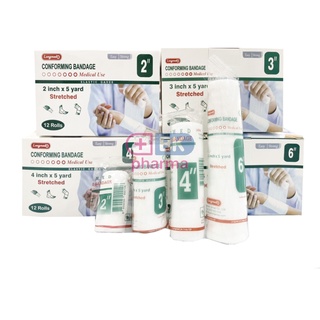 [ยกกล่อง 12ม้วน] CONFORM BANDAGE  ผ้าก๊อซพันแผล ชนิดยืดได้ ผ้าก๊อตม้วน ผ้าพันแผล ผ้าก๊อส 2นิ้ว / 3นิ้ว / 4นิ้ว 1 กล่อง