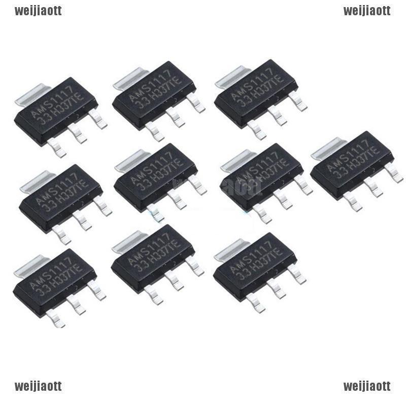 ใหม่ เครื่องควบคุมแรงดันไฟฟ้า 10ชิ้น AMS1117-3.3 LM1117 3.3V 1A SOT-223