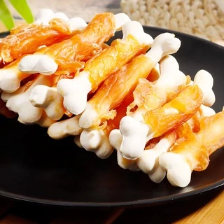 ขนมสุนัขขัดฟันไก้พันครั้นซี่นม ผลิตจากสันในไก่แท้ๆ โปรตีนสูง ไขมันต่ำ (ถุงใหญ่)400กรัม เนื้อแท้