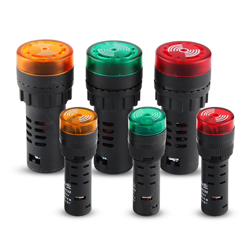 Buzzer 16 มม. 22มม. 12v 24V  220v พร้อมแสงเสียงและแสง สัญญาณเตือน AC220V AD16-16SM แฟลชออด DC12V ad1