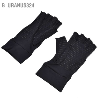 B_uranus324 Copper Arthritis Compression Gloves Pain Relieving Half Finger Recovery for Men Women