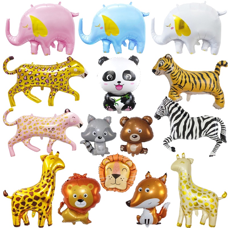 ลูกโป่งฟิล์มอลูมิเนียม ขนาดใหญ่ ลายเสือ ช้าง Large Animal Aluminum Film Balloon Pink Panther Zebra Panda Fox Raccoon  Balloons