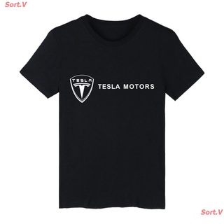 Sort.V 2021 {Xs-6Xl} เสื้อยืดผ้าฝ้าย 4 สี Tesla Motors เสื้อยืดผ้าฝ้าย