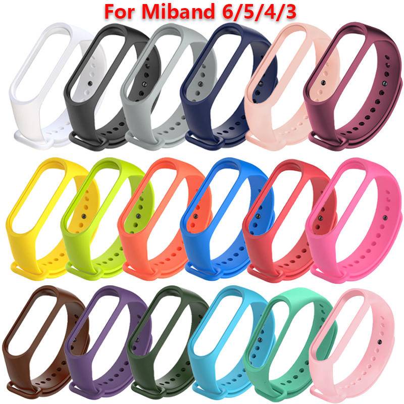 สร้อยข้อมือซิลิโคนสําหรับ Xiaomi Mi Band 6 5 4 3 สายรัดข้อมือแบบสปอร์ตเปลี่ยนสายสําหรับ Mi Band6 Ban