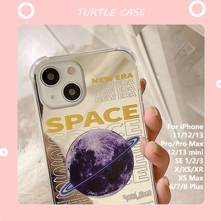 [พร้อมส่ง] เคสโทรศัพท์มือถือกระจก ลายดาวเคราะห์สีฟ้า สําหรับ Apple iPhone 14 13 12 11 PROMAX XS XR XSMAX SE2020 6