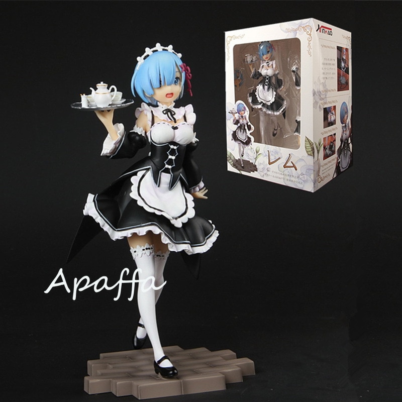 22CM Anime Re:Life In A Different World From Zero Rem Figure Face Change  Maid Outfit Tray Meteor Hammer Rem Action Figur | Shopee Thailand