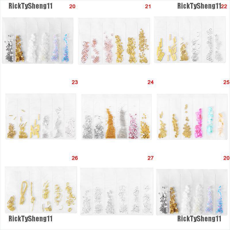 6 Grid/Pack 3D Glitter Sequins Star Moon Gold Silver Silk Metal Copper ...