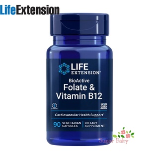 Life Extension BioActive Folate &amp; Vitamin B12 (90 Vegetarian Capsules) โฟเลท &amp; วิตามินบี 12 (90 เวจจี้แคปซูล)