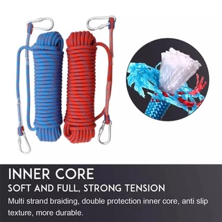 12 มม เชือกโรยตัว เชือกปีนเขา อุปกรณ์ปีนเขา อุปกรณ์โรยตัว 12mm Climbing Rope w/ Hook High Strength Emergency Safety Fire