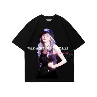 เสื้อยืดอินเทรนด์ผู้ชายอินเทรนด์ผู้หญิงTSHIRTฝ้ายเสื้อยืดสีดำ ลาย Rose from BLACKPINK NEW PICTURE s-5xlS-3XL