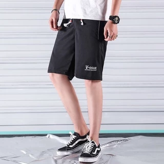 [M-6XL] กางเกงขาสั้นเอวยางยืดผู้ชายสีทึบหลวมขนาดใหญ่กางเกงขาสั้นลำลองพร้อมกระเป๋า 2 ใบ
