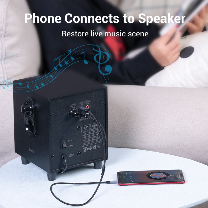 Vention 3 . 5 มม. To 2 RCA BCN สายสัญญาณเสียงหัวโลตัส อะแดปเตอร์สายเคเบิ้ลเสียง Male To Male สําหรับลําโพง Power Amplifier BCN