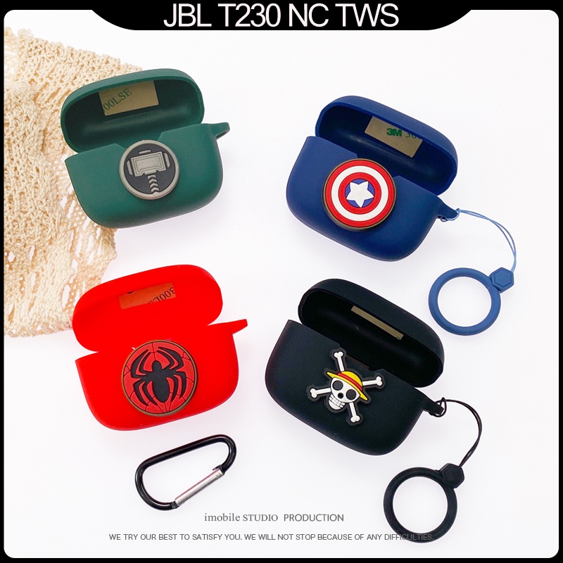 สําหรับ JBL T230NC TWS ฝาครอบซิลิโคนสีบริสุทธิ์กรณีนุ่มการ์ตูน JBL T230 เคสกันกระแทกป้องกันกรณี JBL T130NC TWS ฝาครอบสีบริสุทธิ์แหวนนิ้วเชือกเส้นเล็ก