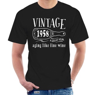 [COD]ใหม่ เสื้อยืดผ้าฝ้าย พิมพ์ลาย Aging Like A Fine Wine Hombre Camiseta Negro Regalo De Cumpleanos 1958 แฟชั่นฤดูร้อน