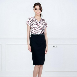 AMILA Blouse AM-B993 วินเทจ แขนสั้น IGPU23-1