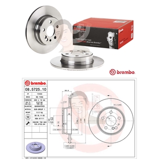 08 5725 10 จานเบรค ล้อ R (ยี่ห้อ BREMBO) รุ่น Std Benz W140 S280-500 ปี1991-1998***ราคาต่อข้าง