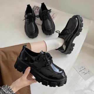 พร้อมส่ง รองเท้าหนังผู้หญิง ส้นหนาสไตล์อังกฤษ เสริมส้น ใส่สบาย งานวินเทจ