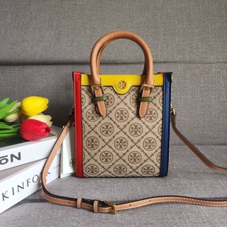 TORYBURCH T MONOGRAM COLORBlOCK JACQUARD MINI  TOTE