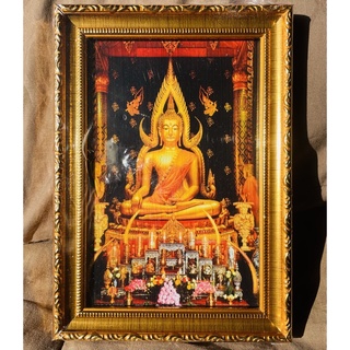 💥ภาพพร้อมใส่กรอบ💥พระพุทธชินราช พิษณุโลก ขนาด 5x7 นิ้ว มีขาตั้งเเละที่แขวน