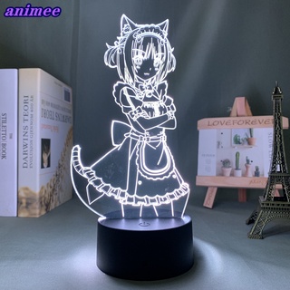 โคมไฟตั้งโต๊ะ Led ลายอนิเมะ Nekopara Azuki 3d สําหรับตกแต่งห้องนอน ของขวัญวันเกิด